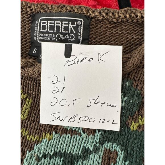Berek Marta D Sweater Small HAND KNIT Cornucopia Pumpkins Leaves Gourds 1989 NEW - Picture 9 of 9